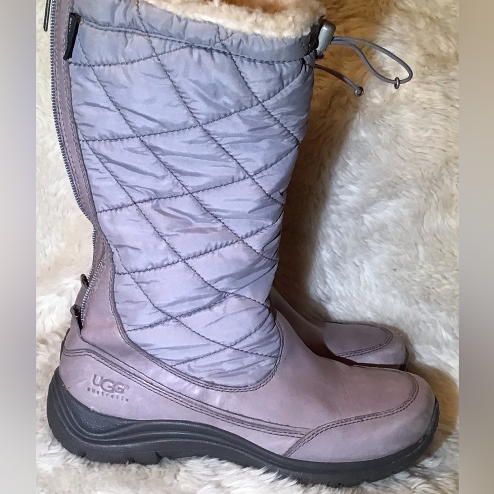 Ugg leather/quilted zip up boots 8